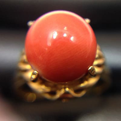 red coral ring K18YG