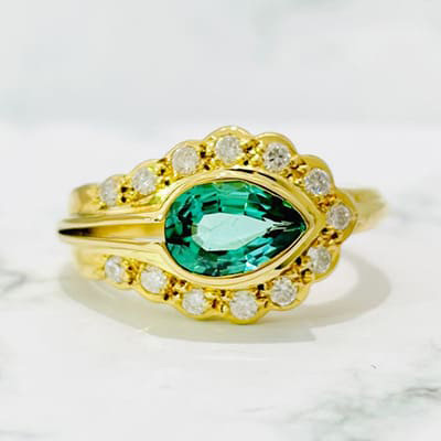 Green tourmaline ring K18YG